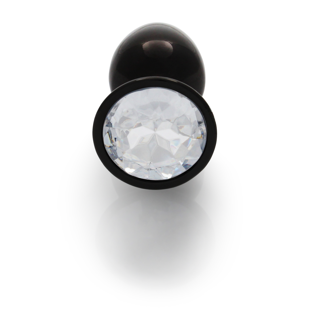 Runde Edelstein Analplug - Klein - Gunmetal/Diamant