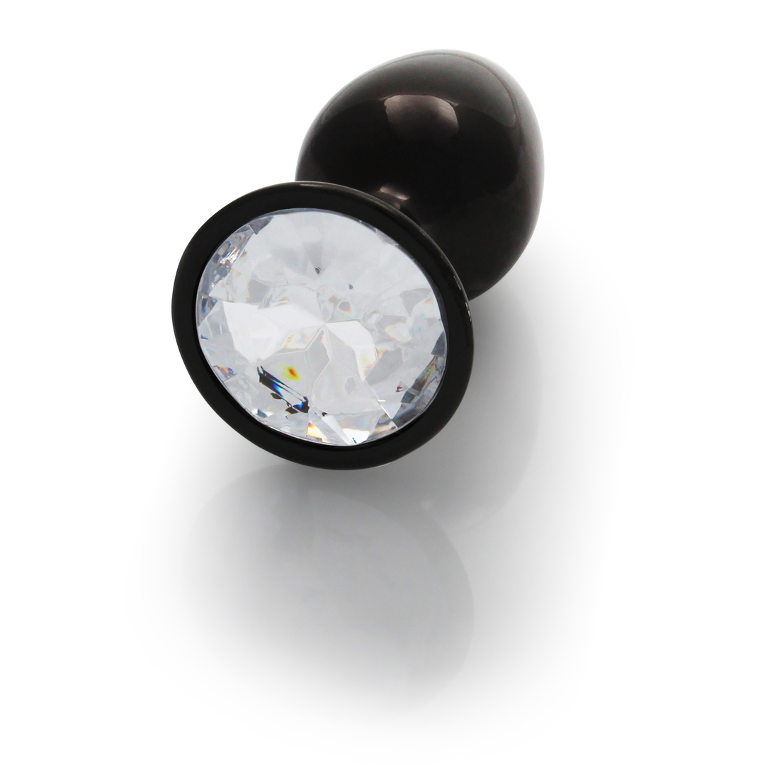 Runde Edelstein Analplug - Klein - Gunmetal/Diamant