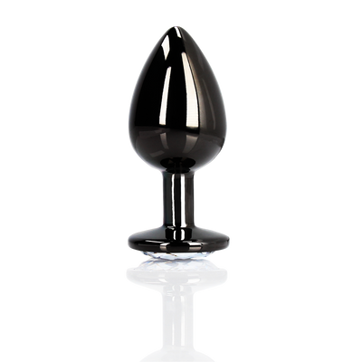 Runder Edelstein Butt Plug - Medium - Gunmetal/Diamond