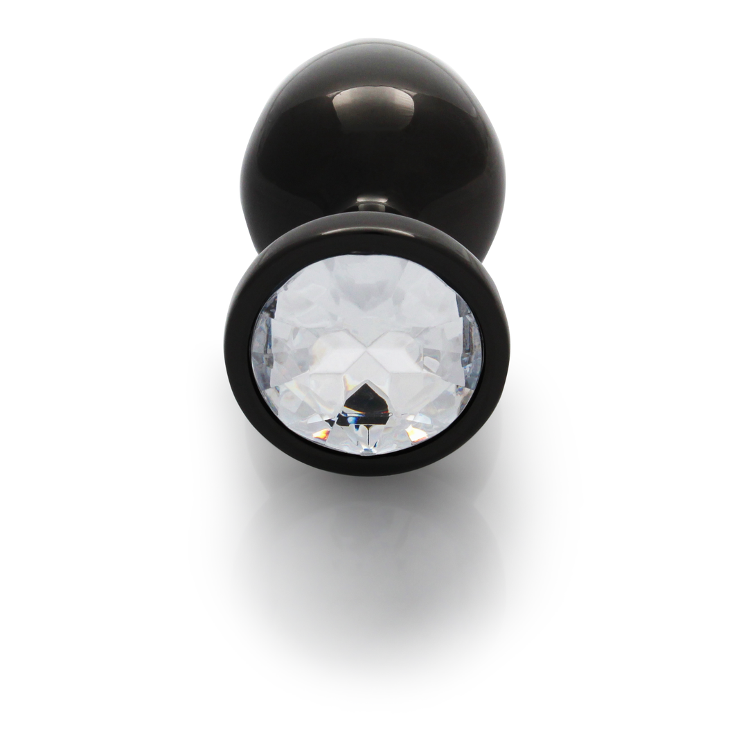 Runder Edelstein Butt Plug - Medium - Gunmetal/Diamond