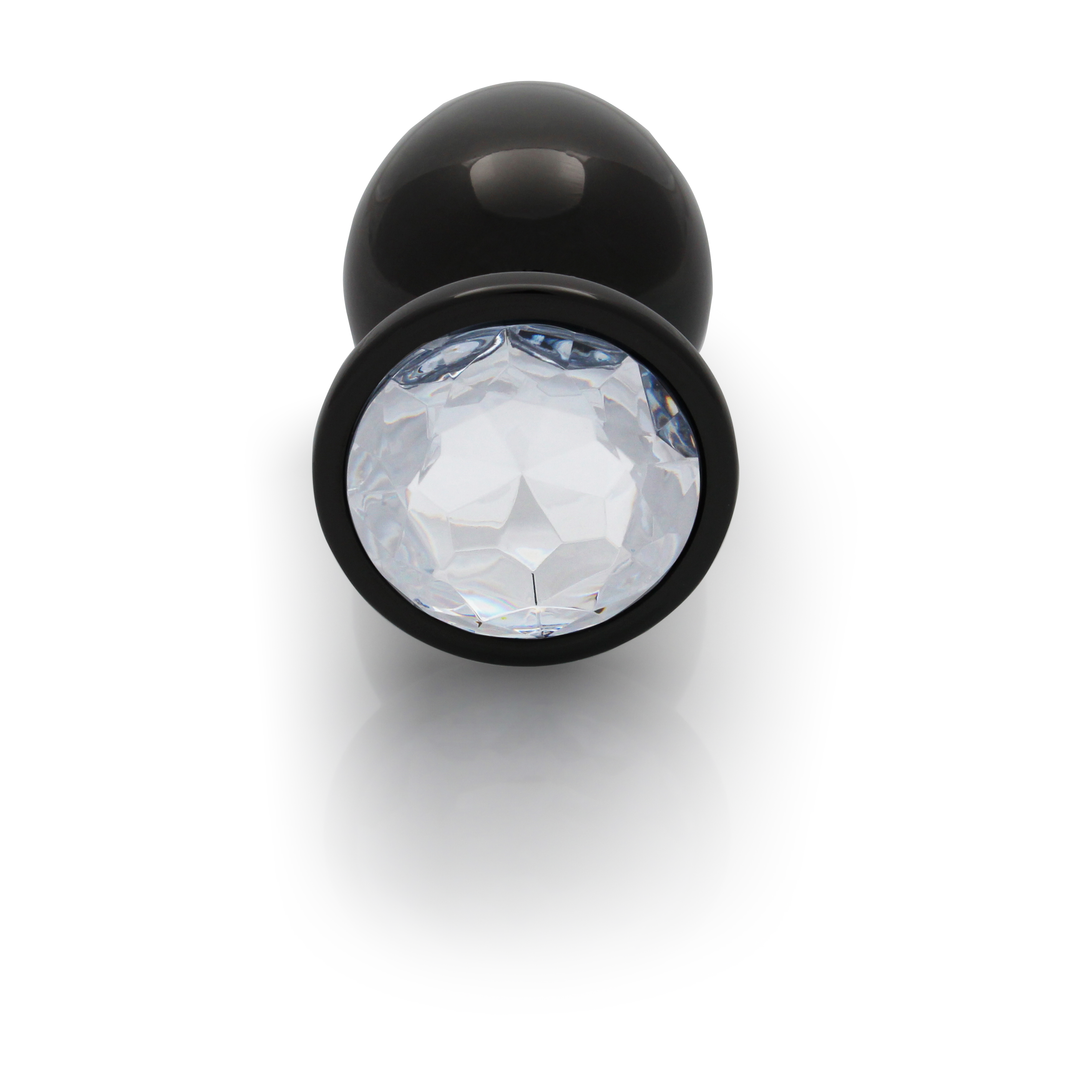 Runder Edelstein Analplug - Groß - Gunmetal/Diamant