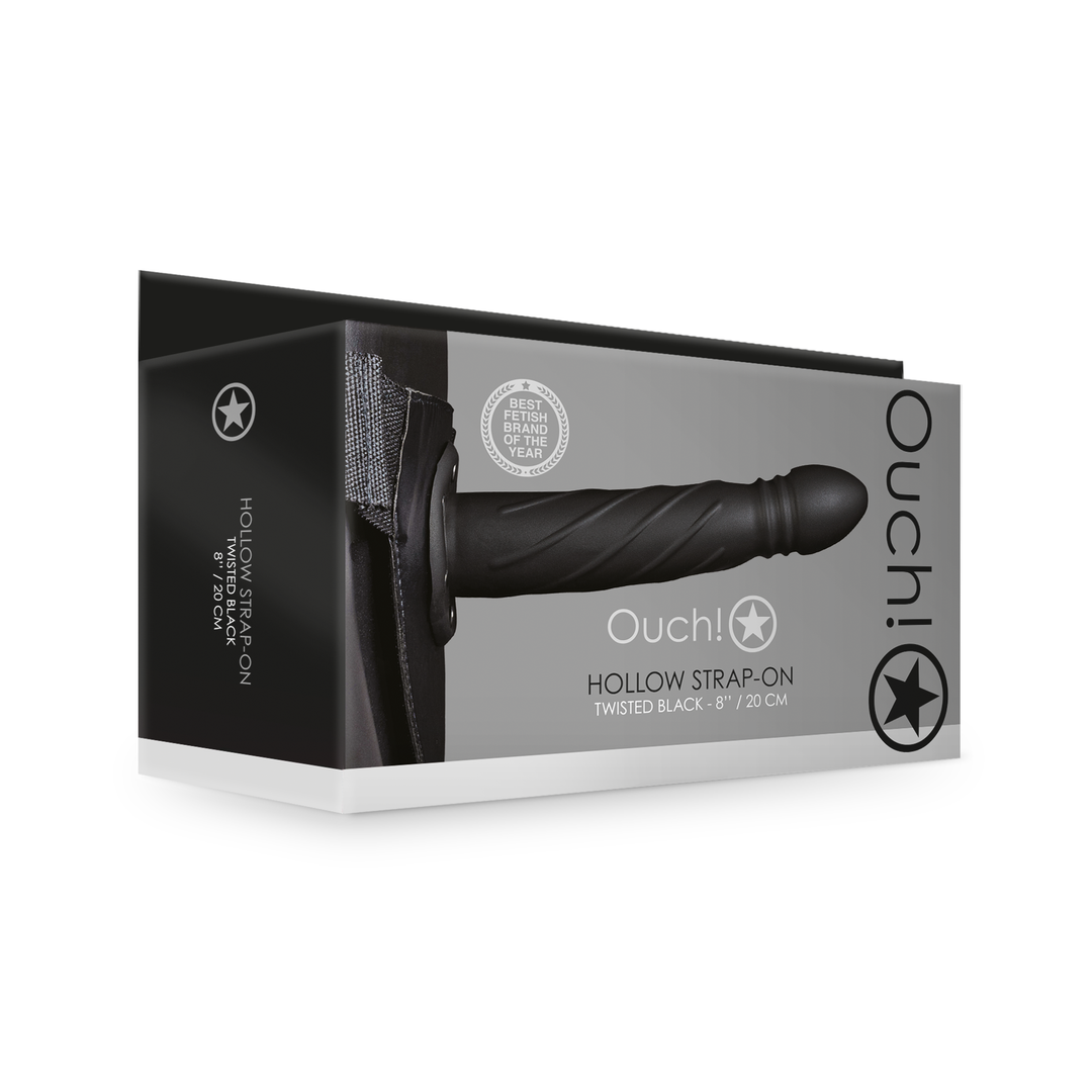 Twisted Hollow Strap-On - 8 / 20 cm - Schwarz
