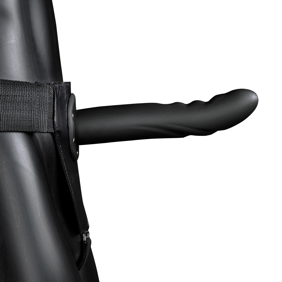 Texturiertes gebogenes hohles Strap-On - 8 / 20 cm - Schwarz