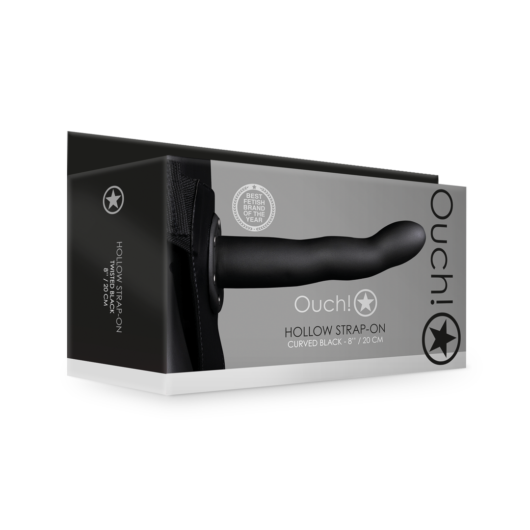 Gebogene Hohle Strap-On - 8 / 20 cm - Schwarz