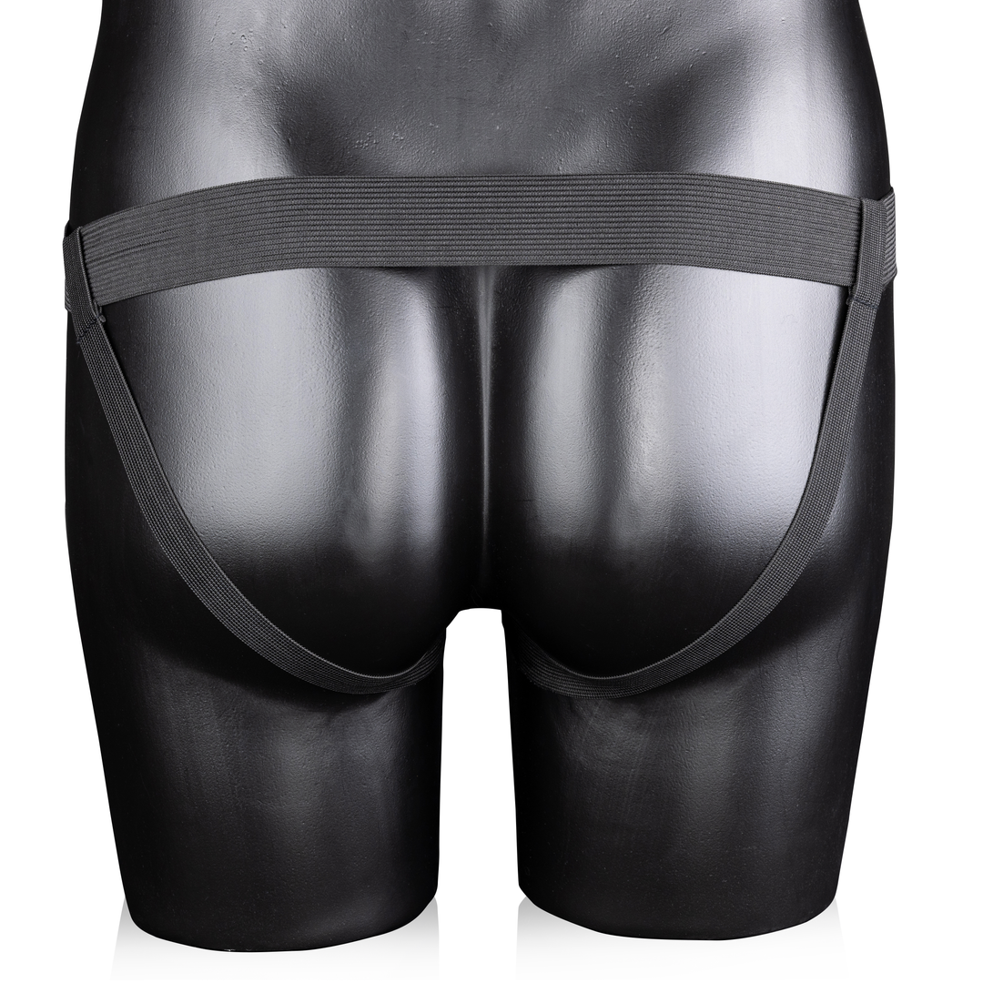 Rippierter Hohl Strap-On mit Balls - 8 / 21 cm - Schwarz