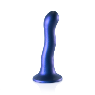 Ultra Soft Silicone Curvy G-Spot Dildo - 7'' / 17 cm - Metallic Blau