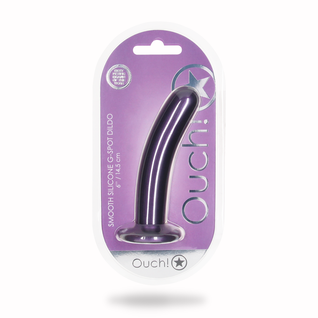 Glatte Silikon G-Punkt Dildo - 6'' / 14,5 cm - Metallic Lila