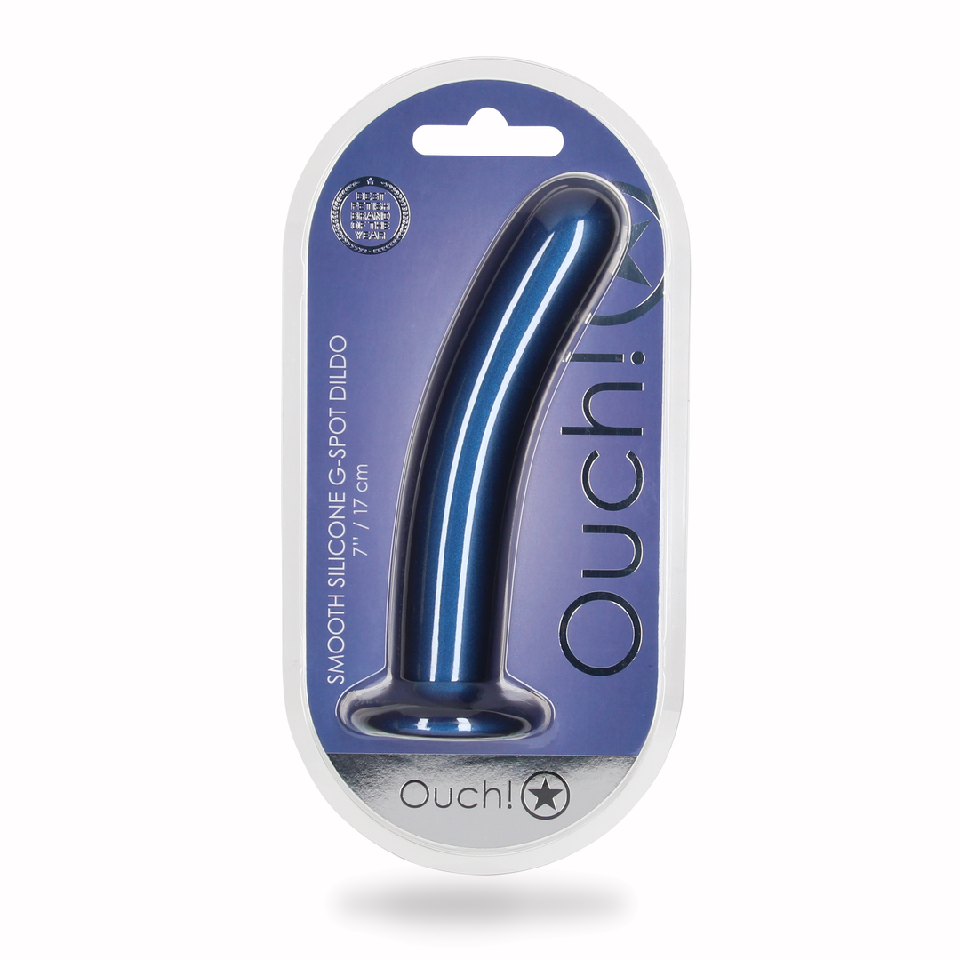 Glatter Silikon G-Punkt Dildo - 7'' / 17 cm - Metallic Blau