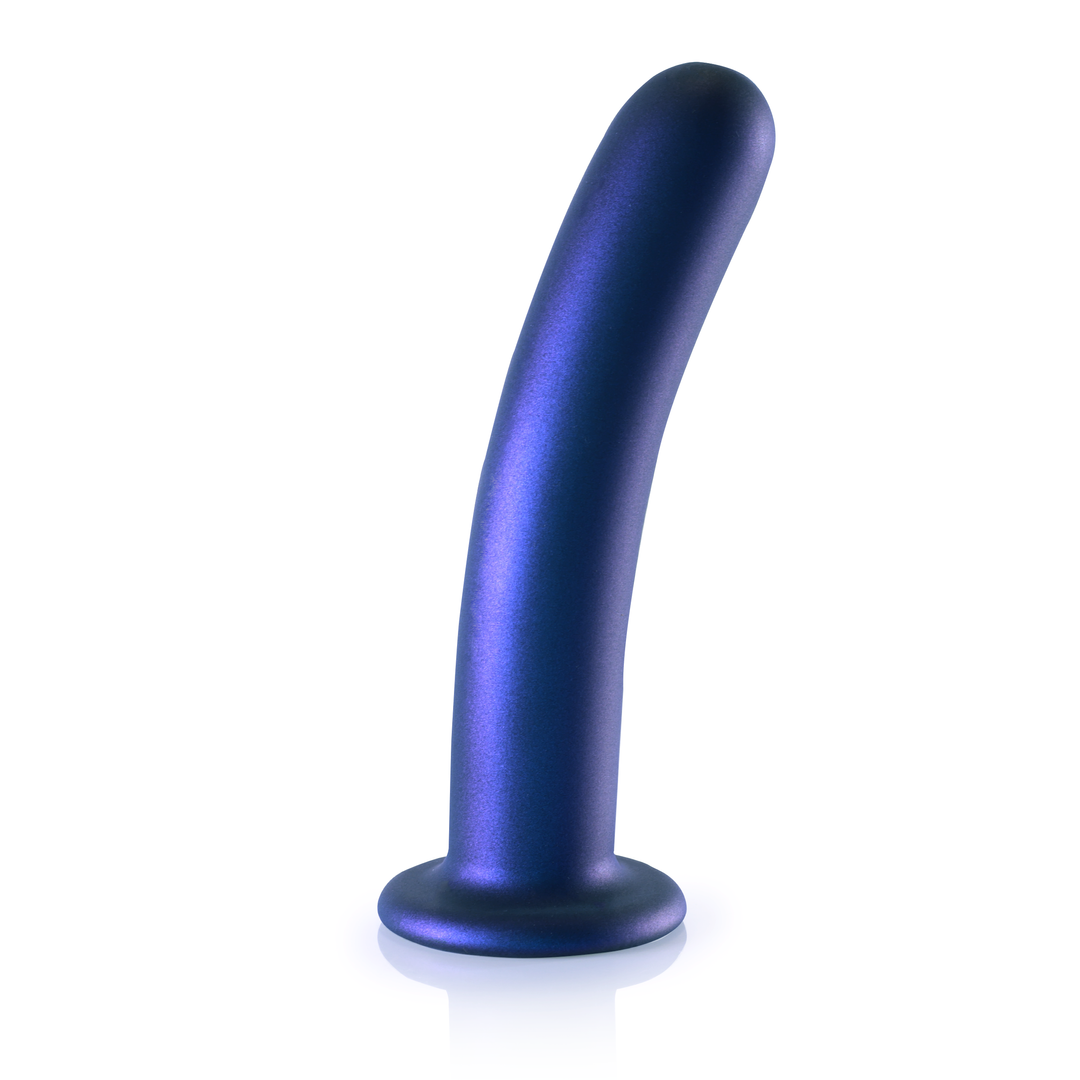 Glatter Silikon G-Punkt Dildo - 7'' / 17 cm - Metallic Blau
