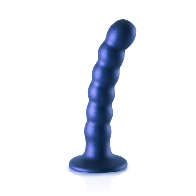 Perlen-Silikon G-Punkt Dildo - 5'' / 13 cm - Metallic Blau