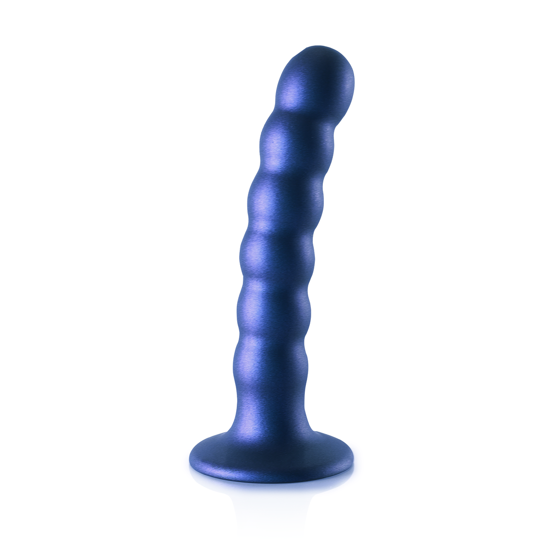 Perlen-Silikon G-Punkt Dildo - 5'' / 13 cm - Metallic Blau