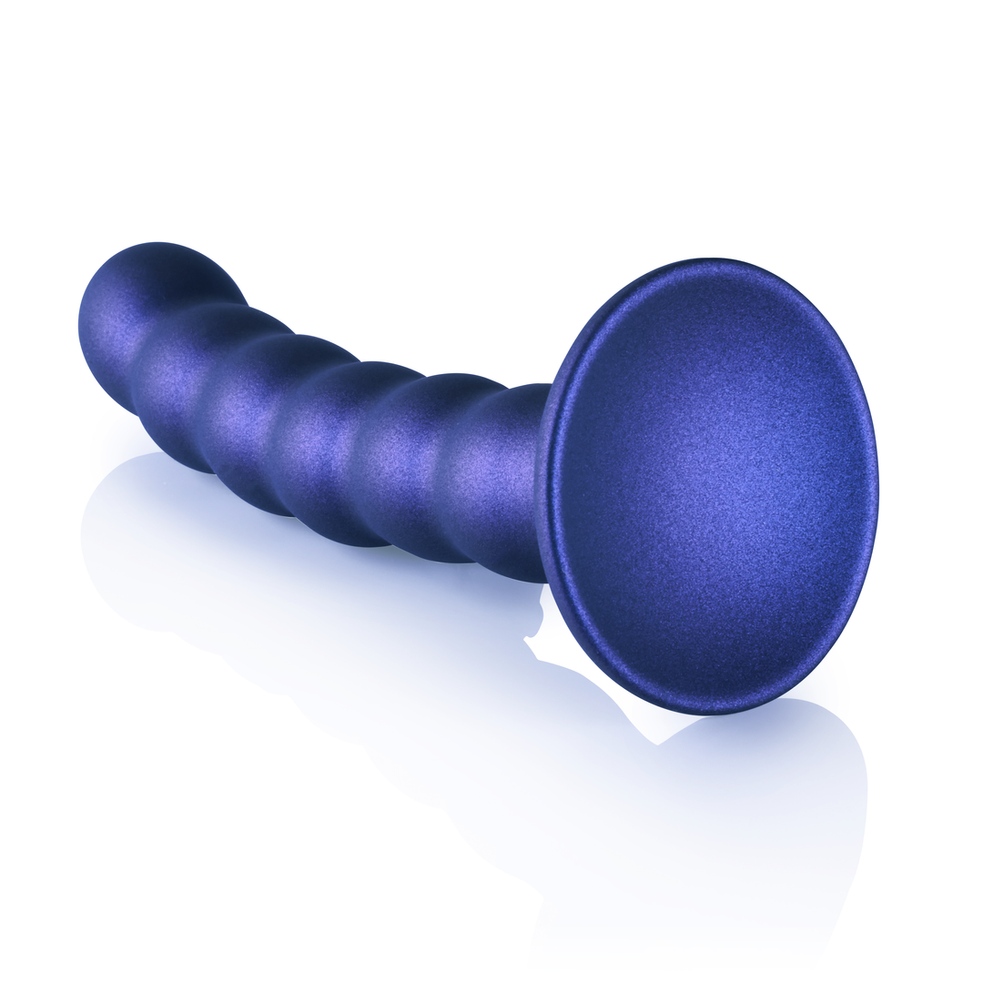 Perlen-Silikon G-Punkt Dildo - 5'' / 13 cm - Metallic Blau