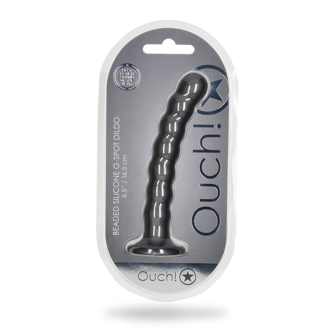 Perlen Silikon G-Punkt Dildo - 6,5'' / 16,5 cm - Gunmetal