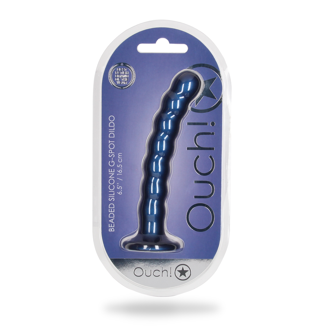 Perlen Silikon G-Punkt Dildo - 6,5'' / 16,5 cm - Metallic Blau
