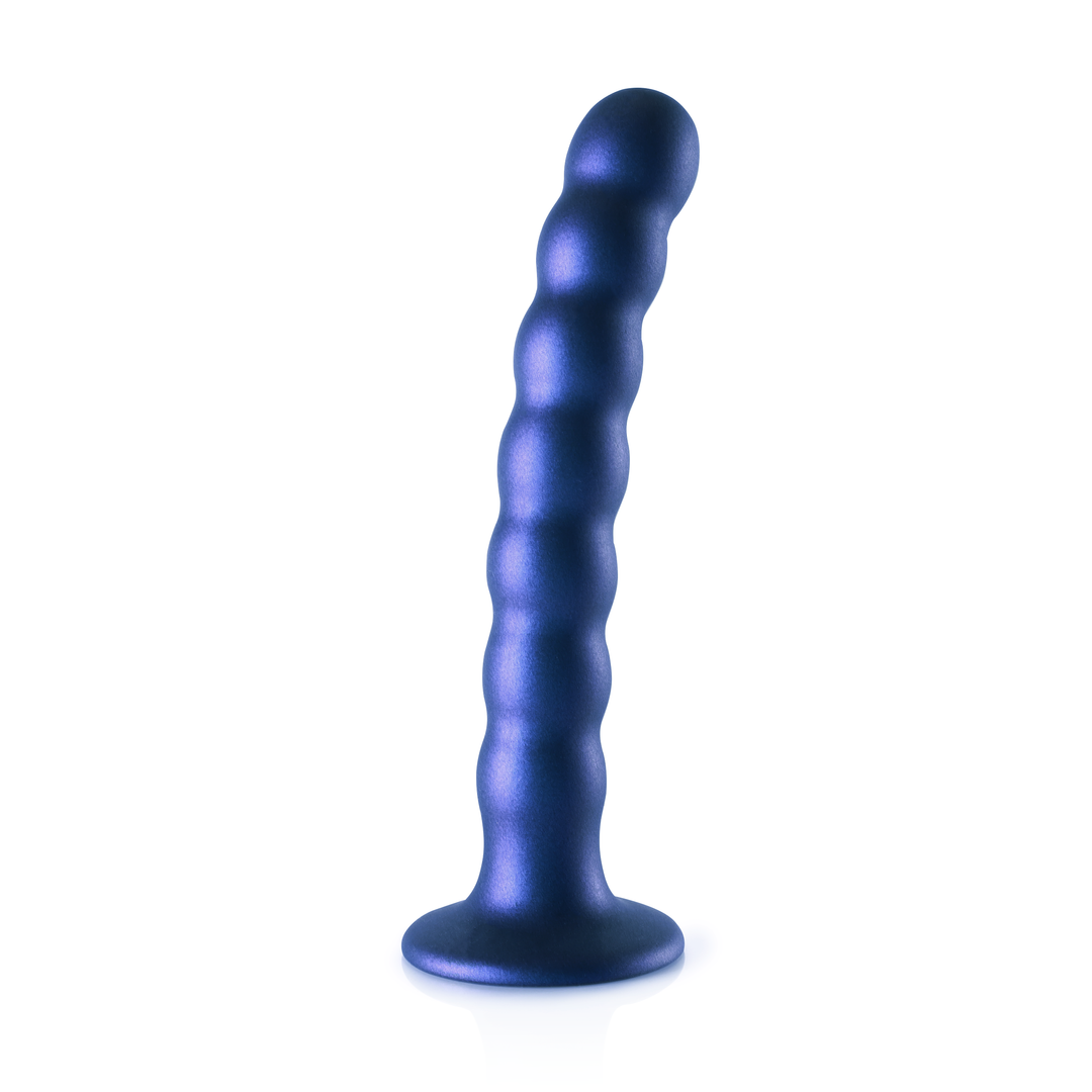 Perlen Silikon G-Punkt Dildo - 6,5'' / 16,5 cm - Metallic Blau