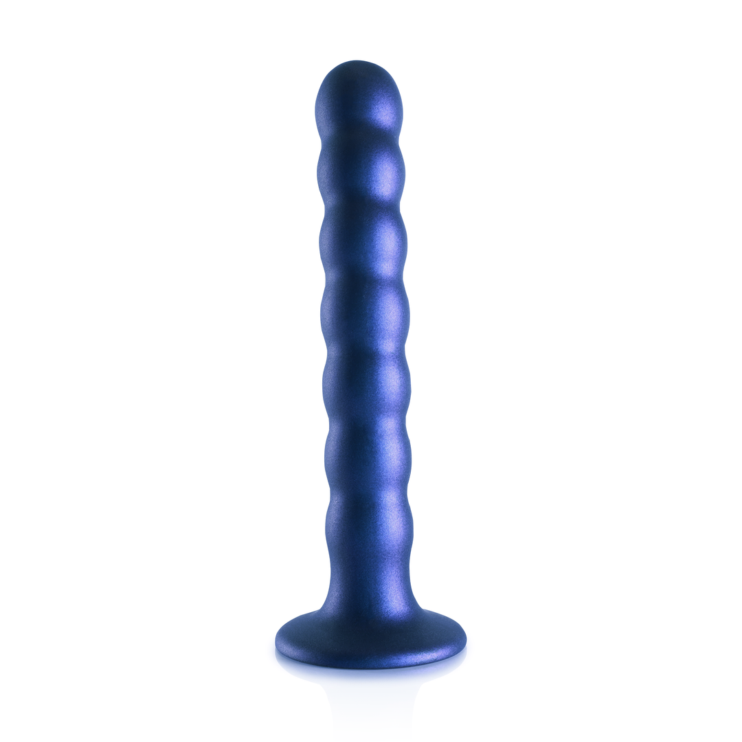 Perlen Silikon G-Punkt Dildo - 6,5'' / 16,5 cm - Metallic Blau