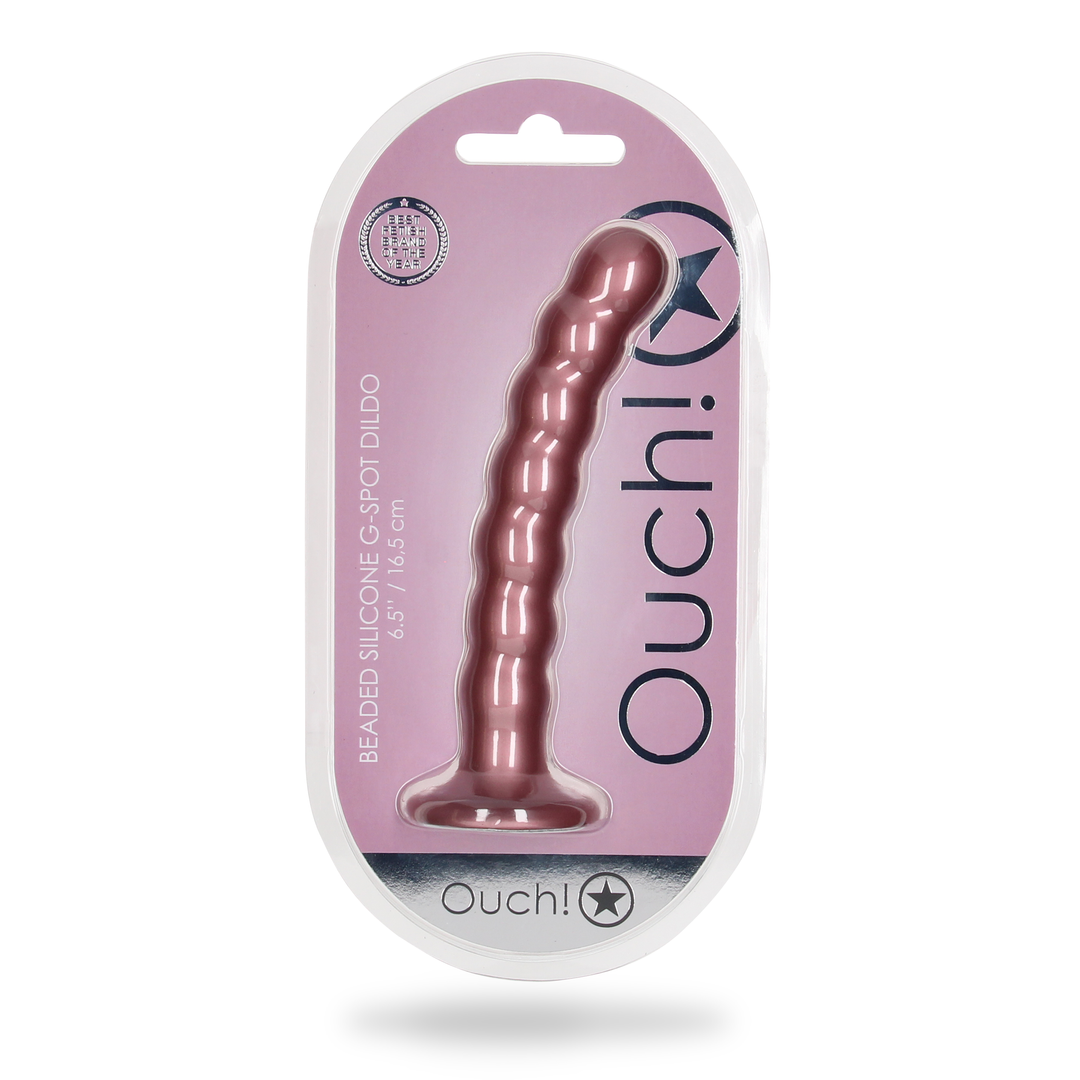 Perlen Silikon G-Punkt Dildo - 6,5'' / 16,5 cm - Roségold