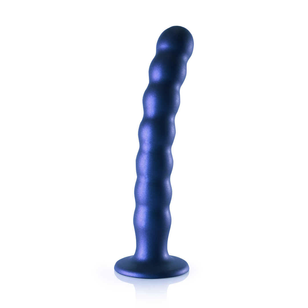 Perlen Silikon G-Punkt Dildo - 8'' / 20,5 cm - Metallic Blau