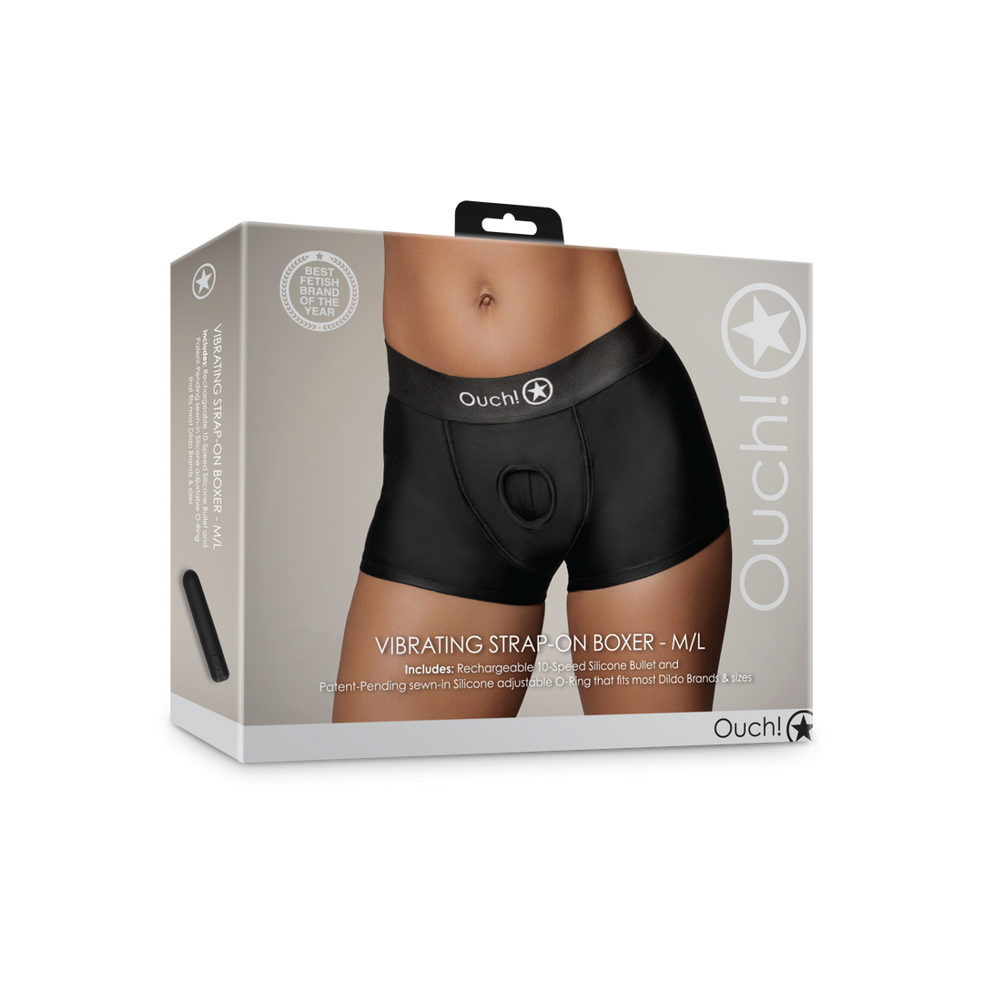 Vibrating Strap-on Boxer - M/L - Schwarz