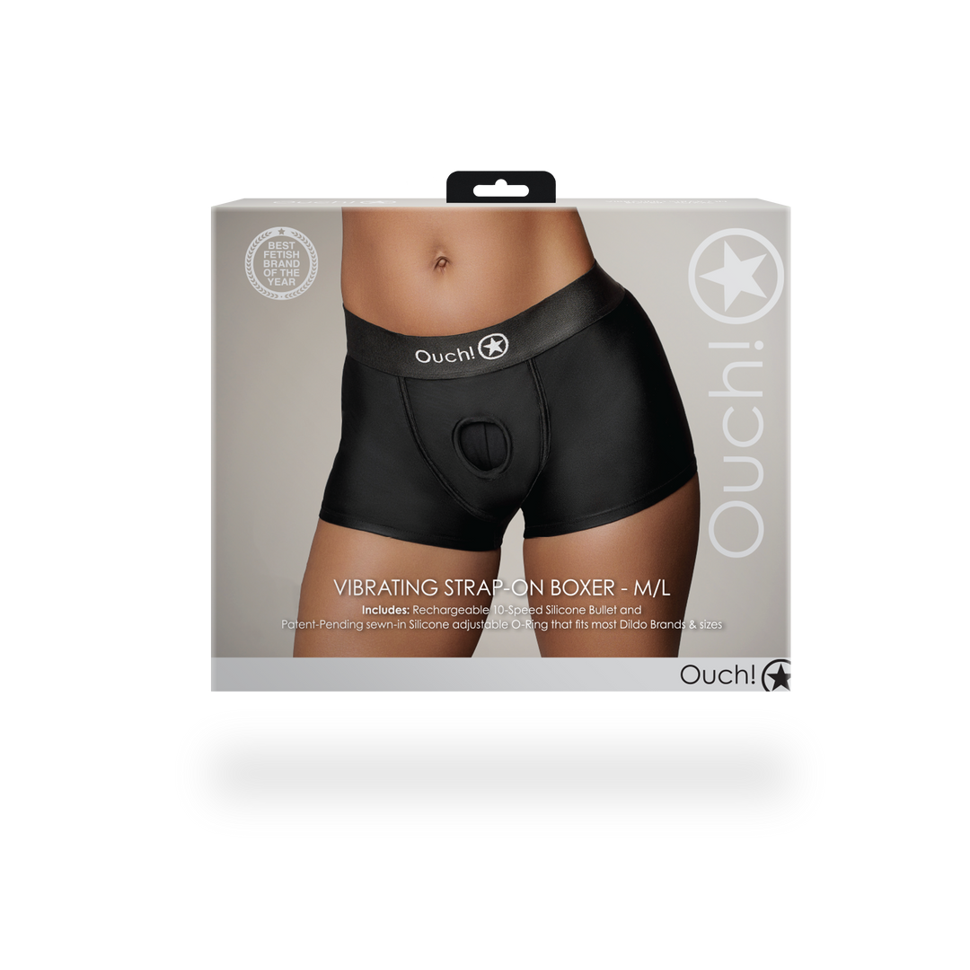 Vibrating Strap-on Boxer - M/L - Schwarz
