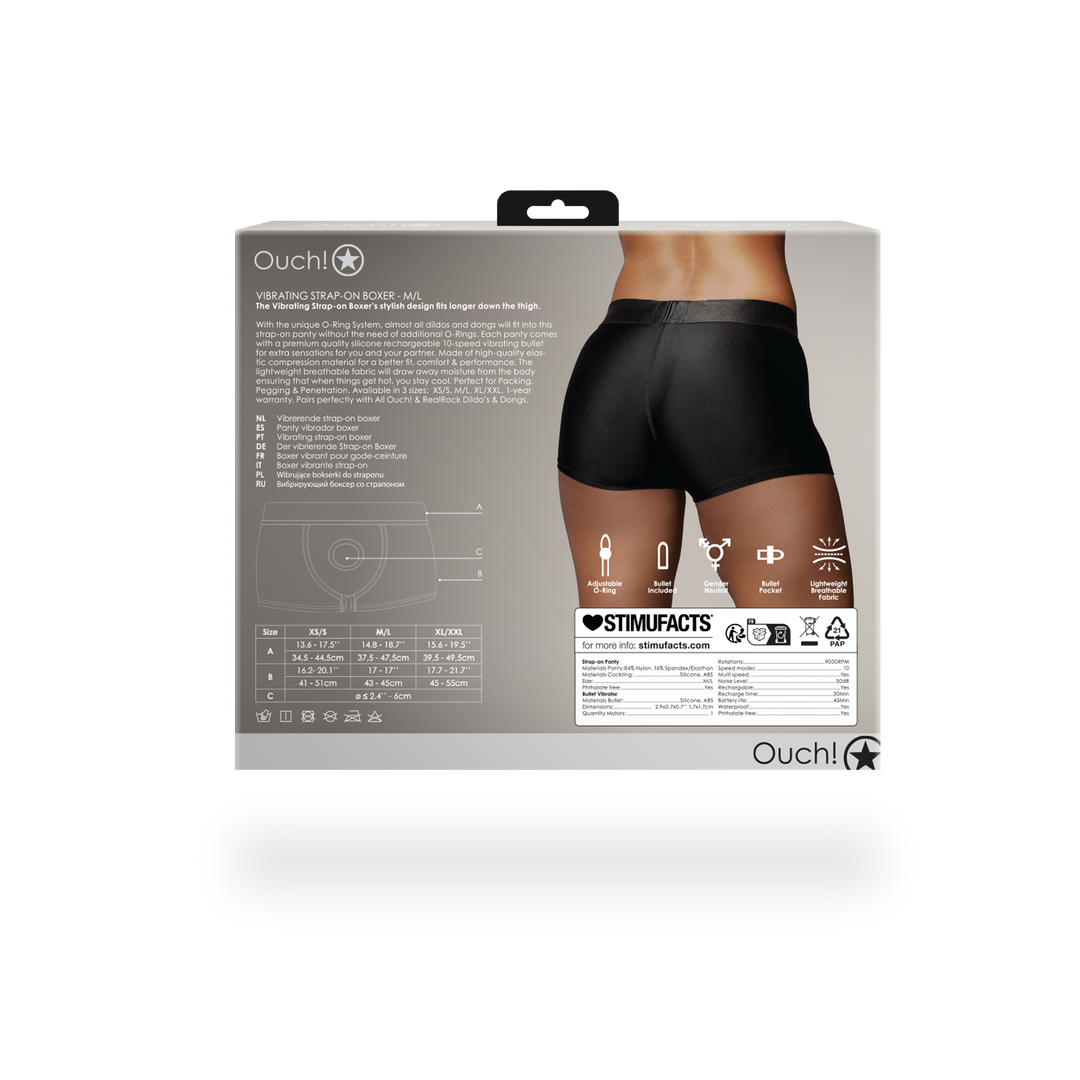 Vibrating Strap-on Boxer - M/L - Schwarz