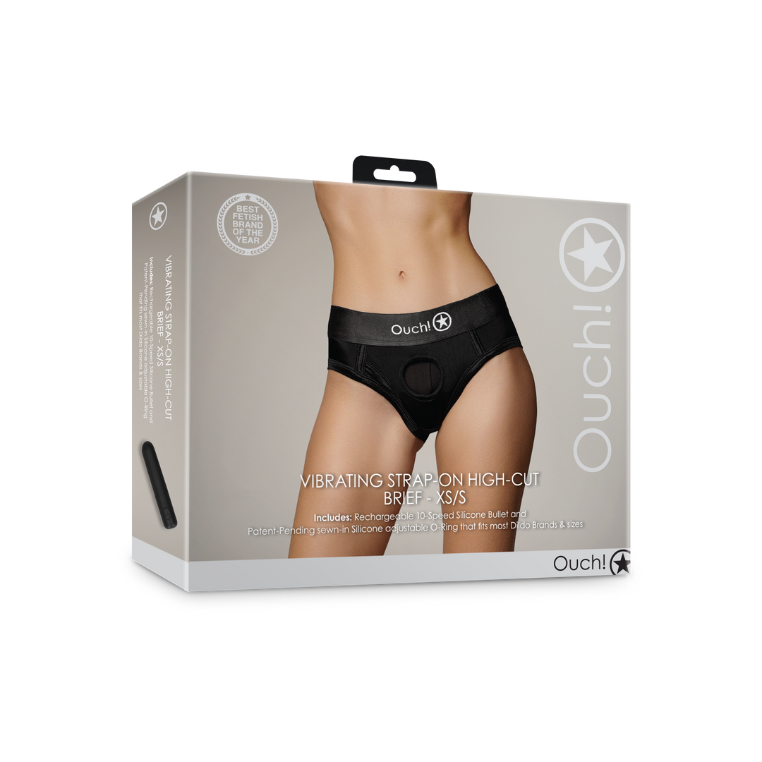 Vibrating Strap-on Hohe Schnitt Unterhose - XS/S - Schwarz