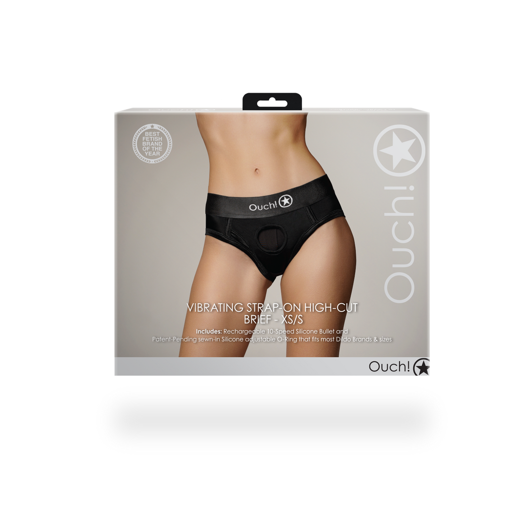 Vibrating Strap-on Hohe Schnitt Unterhose - XS/S - Schwarz