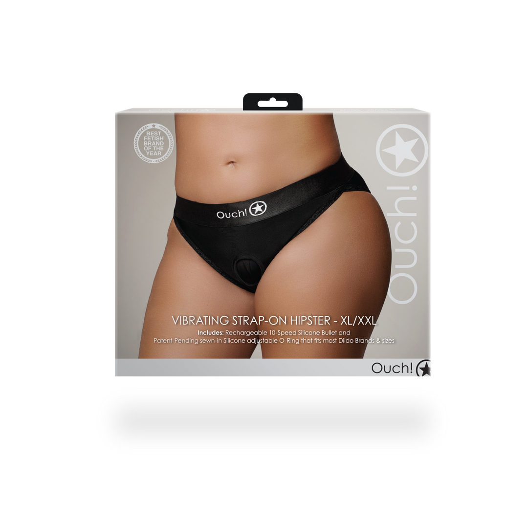 Vibrierender Strap-on Hipster - XL/XXL - Schwarz