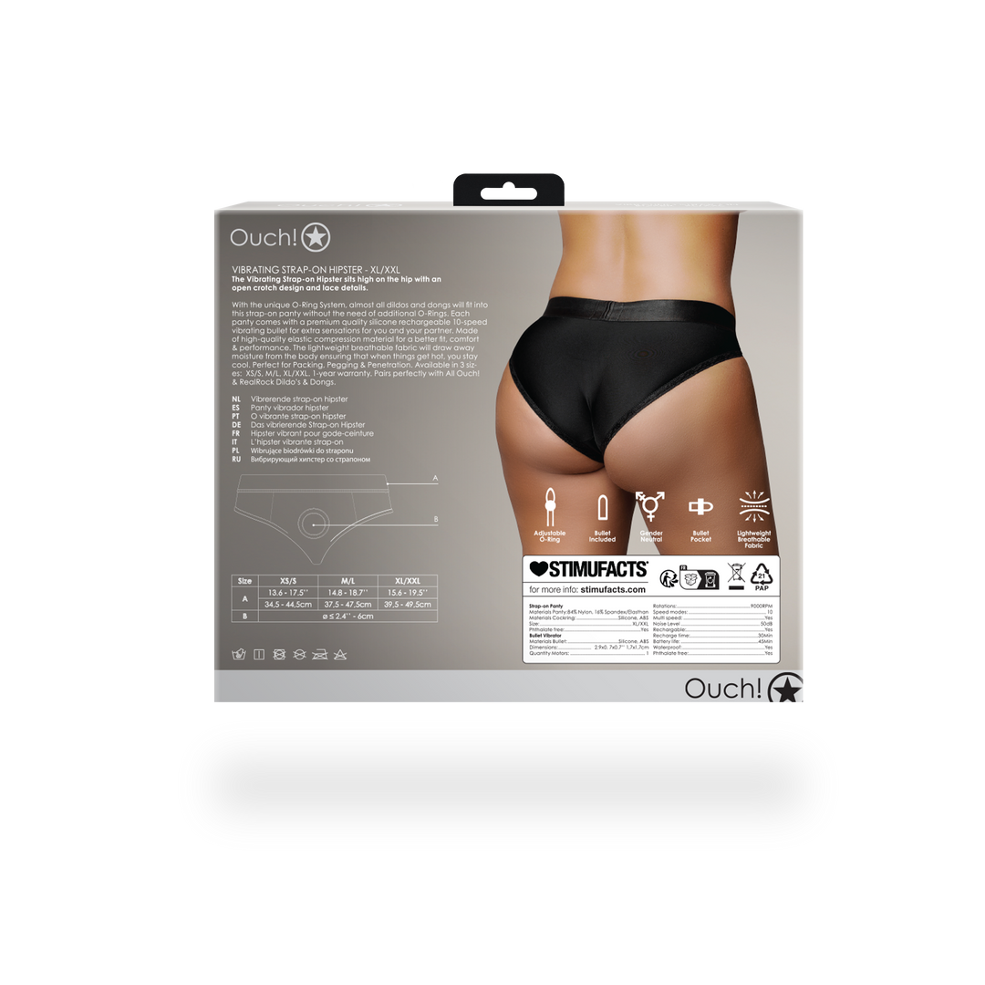 Vibrierender Strap-on Hipster - XL/XXL - Schwarz