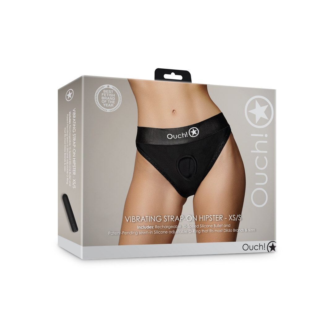 Vibrierender Strap-on-Hipster - XS/S - Schwarz