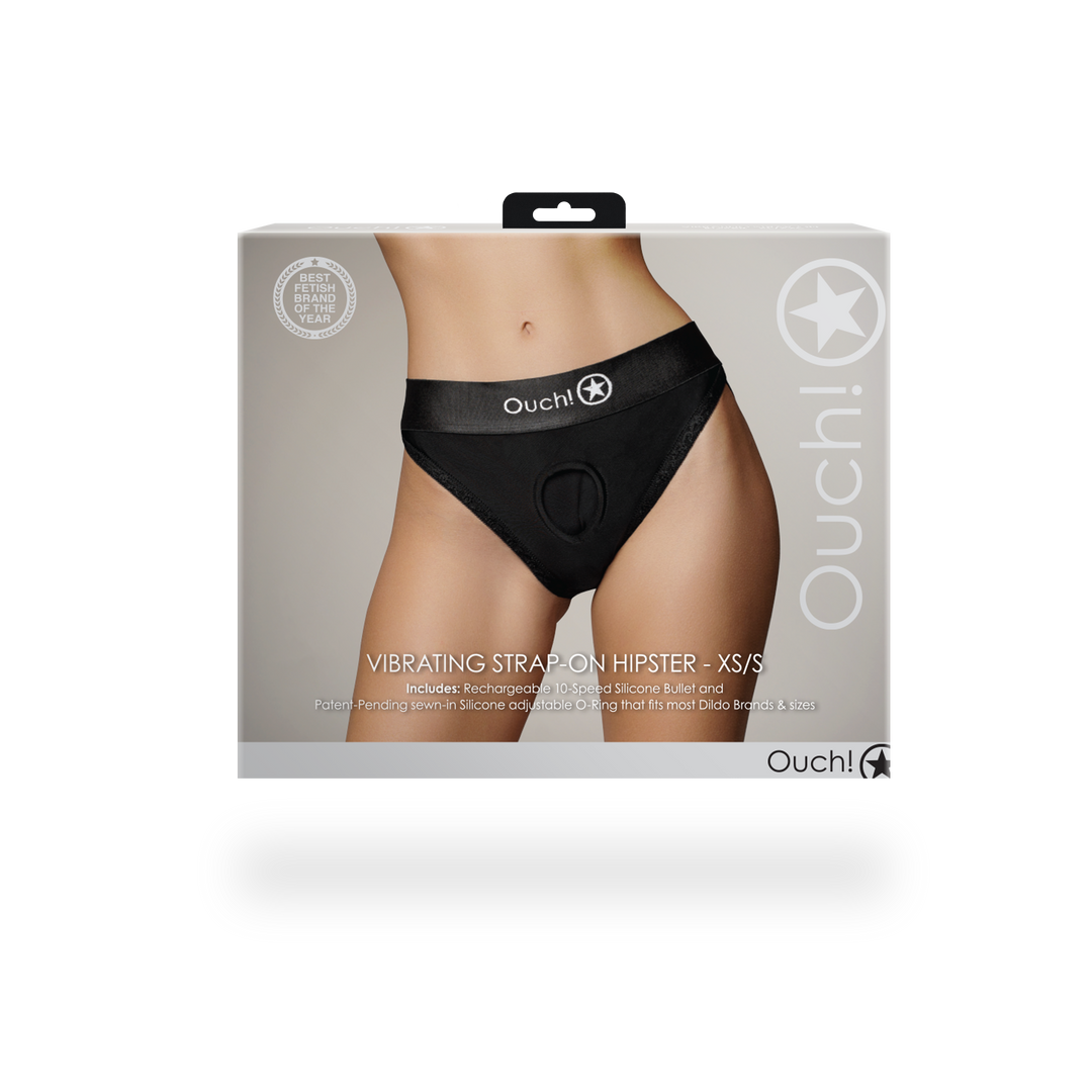 Vibrierender Strap-on-Hipster - XS/S - Schwarz