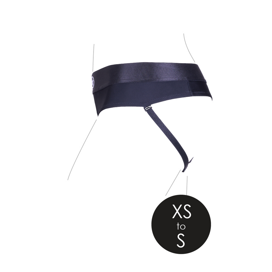 Vibrating Strap-on Thong mit abnehmbaren Butt Straps - XS/S - Schwarz