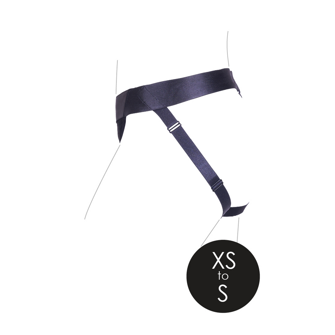 Vibrierendes Strap-on Panty Harness mit offenem Rücken - XS/S - Schwarz