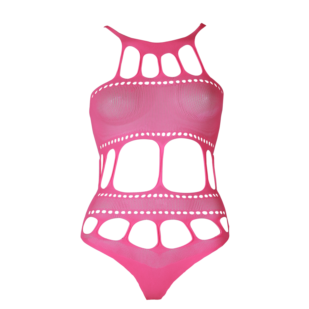 Körper mit griechischem Ausschnitt - Plus Size - Neonpink