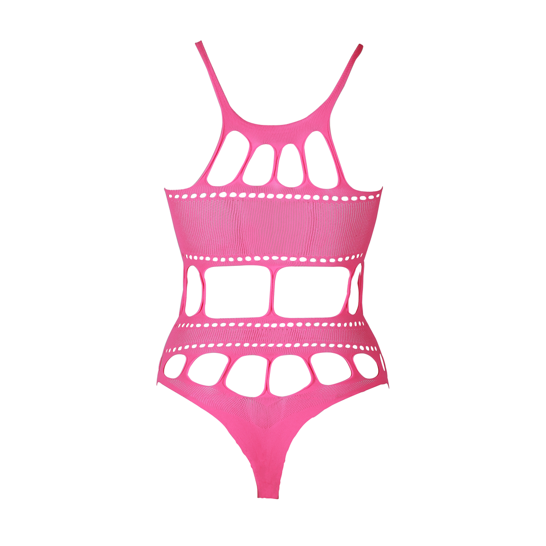 Körper mit griechischem Ausschnitt - Plus Size - Neonpink