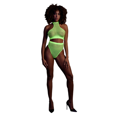 Turtle Neck und High Waist Slip - Einheitsgröße - Neon Grün