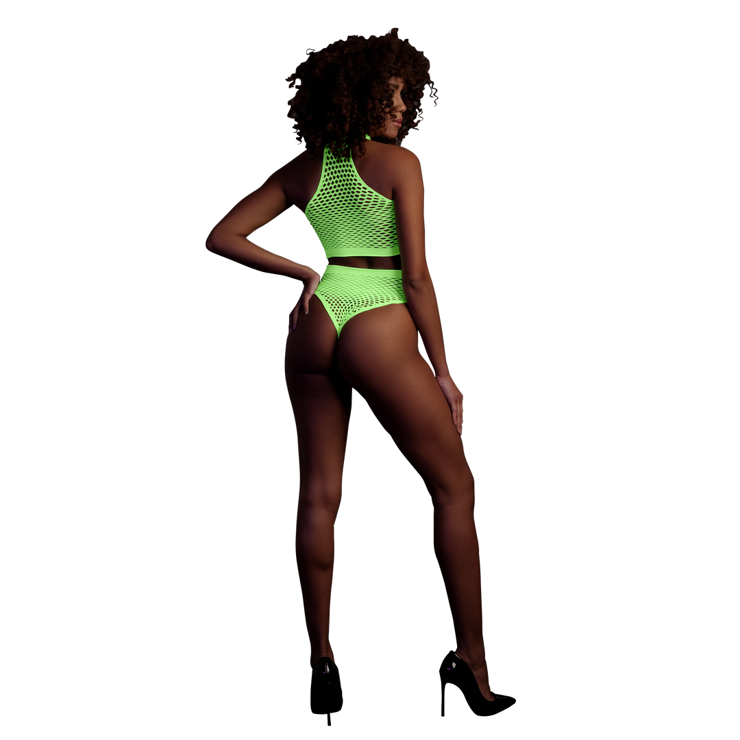 Turtle Neck und High Waist Slip - Einheitsgröße - Neon Grün