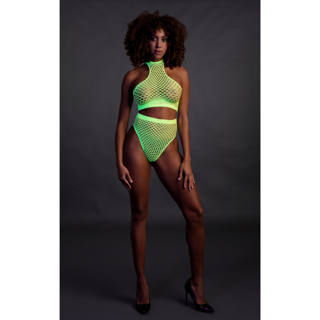 Turtle Neck und High Waist Slip - Einheitsgröße - Neon Grün