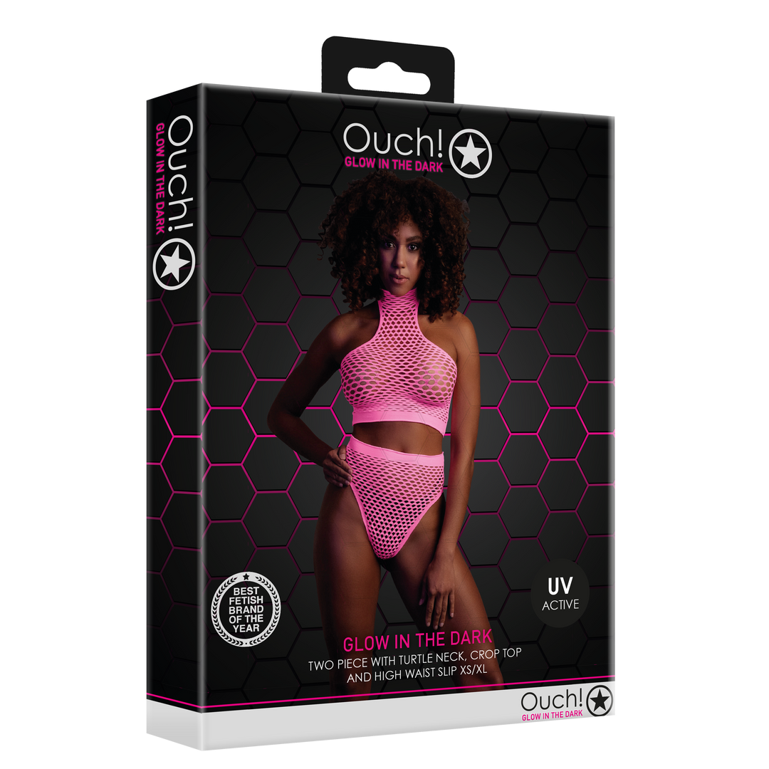 Turtleneck und Hochbund-Rock - Einheitsgröße - Neonpink