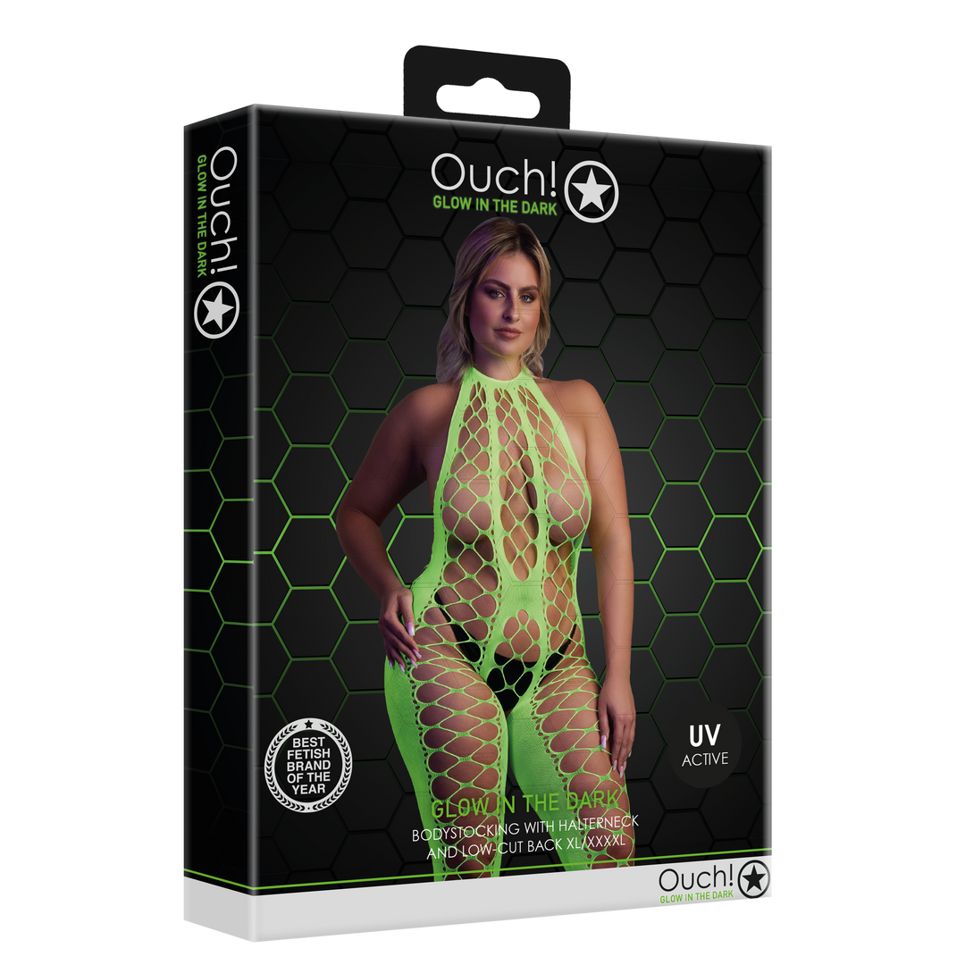 Bodystocking mit Halterneck - Plus Size - Neon Grün