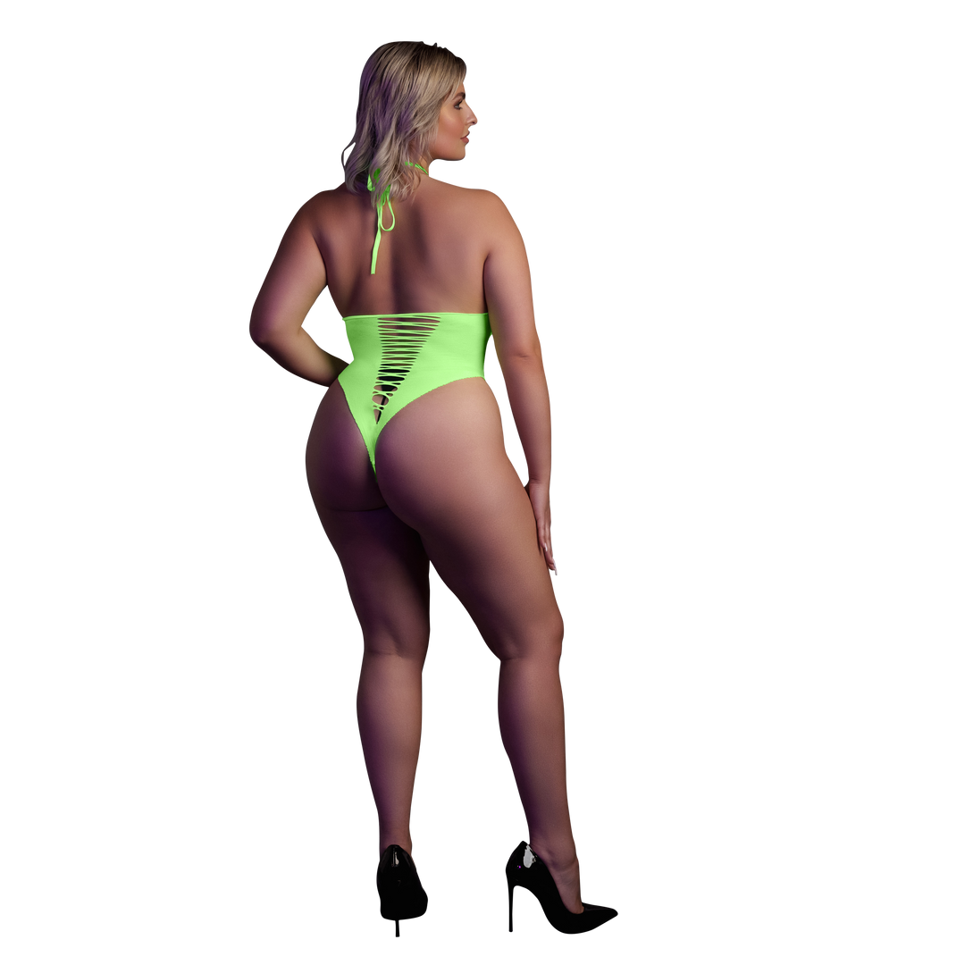 Hochgeschnittene Body - Plus Size - Neon Grün