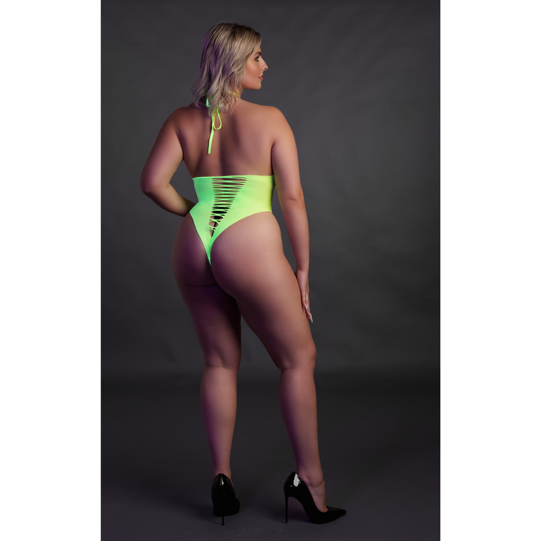 Hochgeschnittene Body - Plus Size - Neon Grün