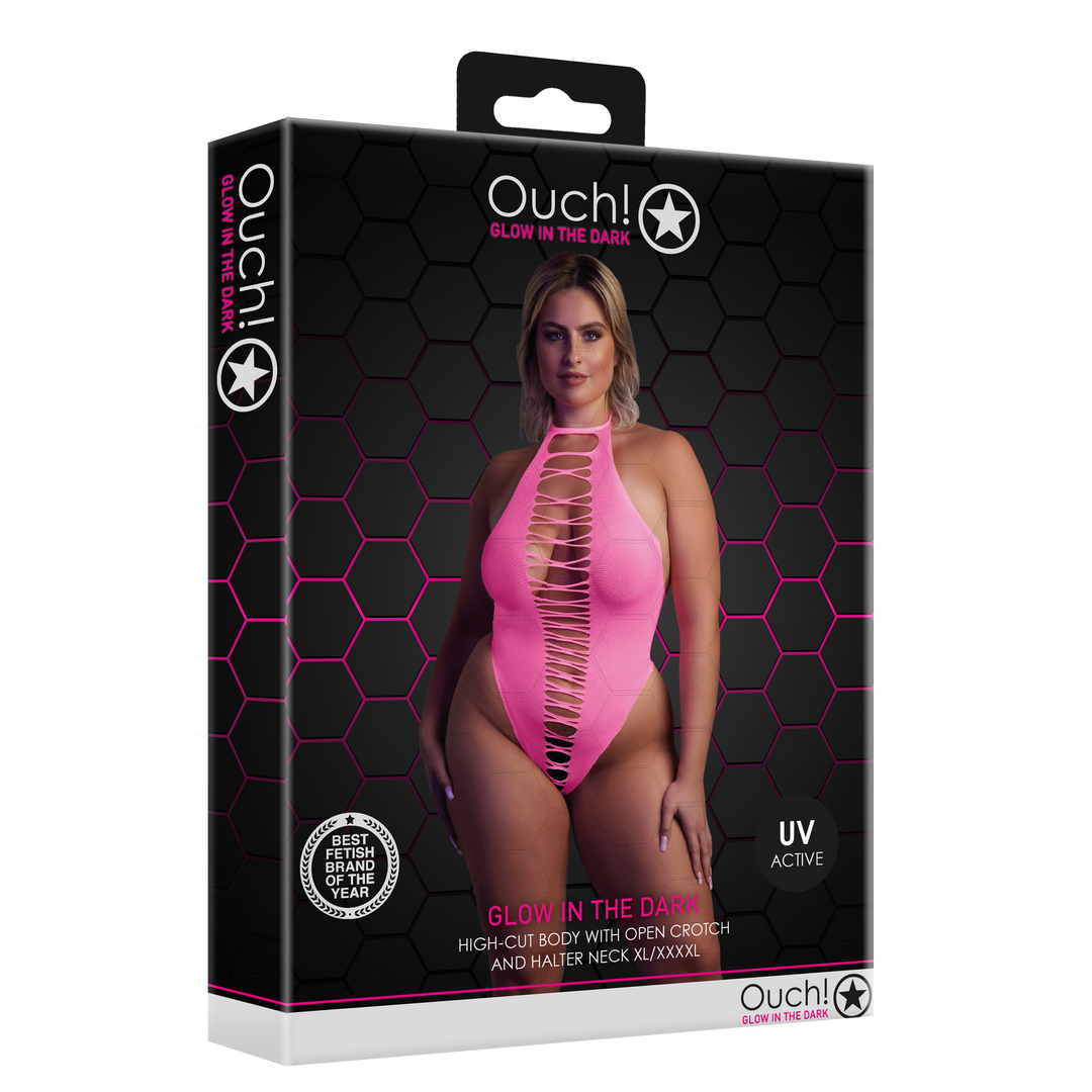 Hochgeschnittene Body - Plus Size - Neon Pink