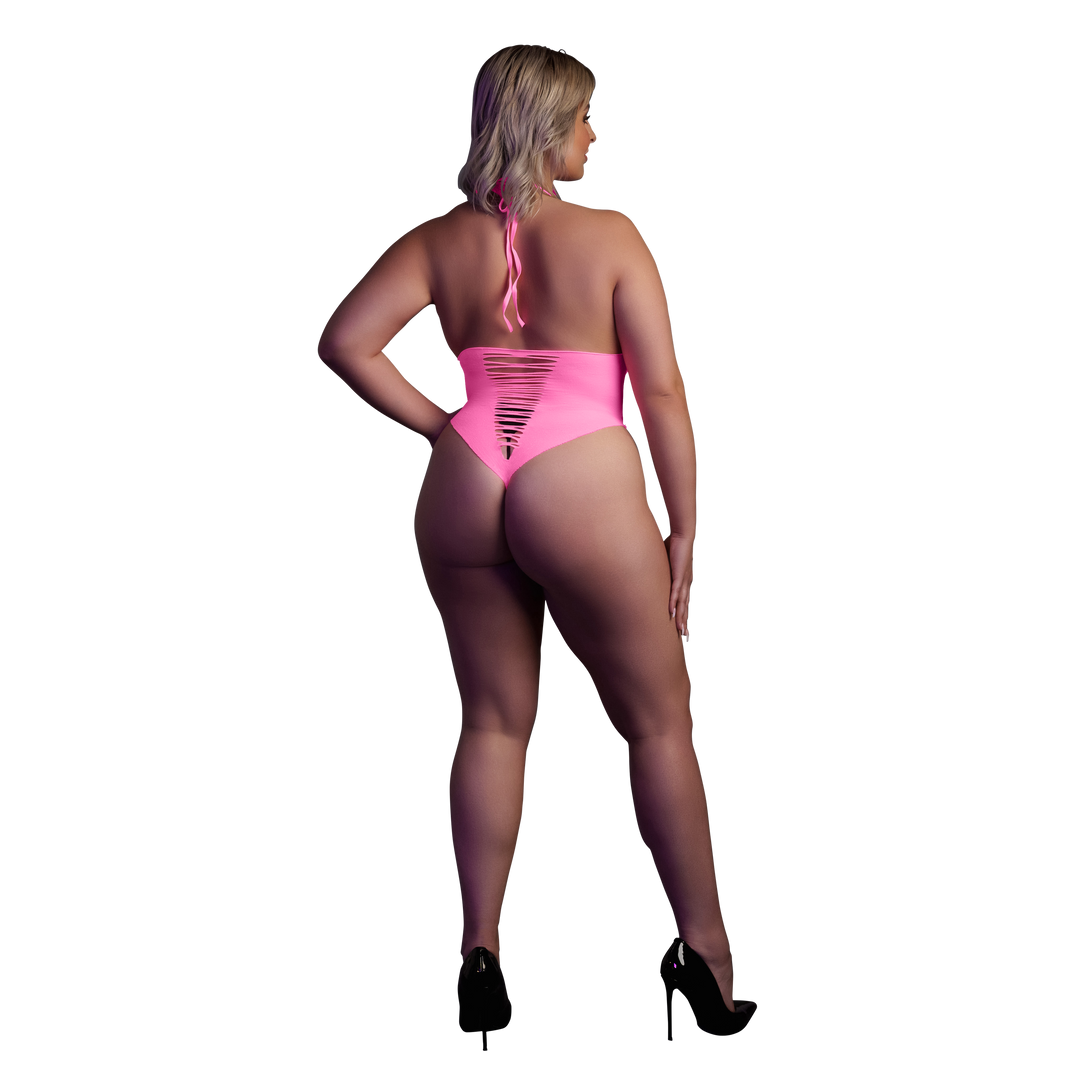 Hochgeschnittene Body - Plus Size - Neon Pink