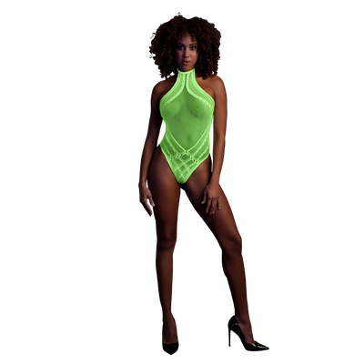 Body mit Halter Neck - Einheitsgröße - Neon Grün