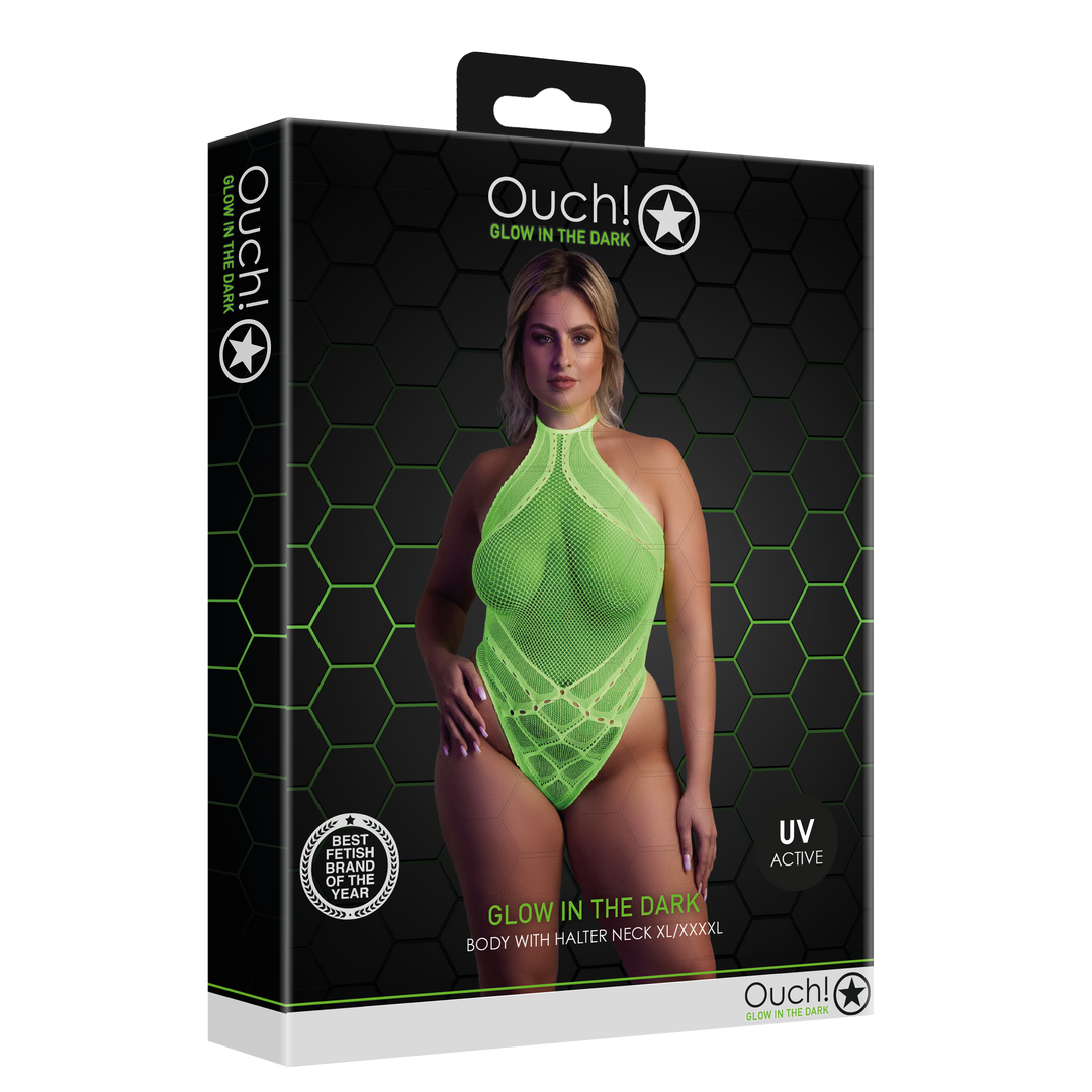 Body mit Halterneck - Plus Size - Neon Grün