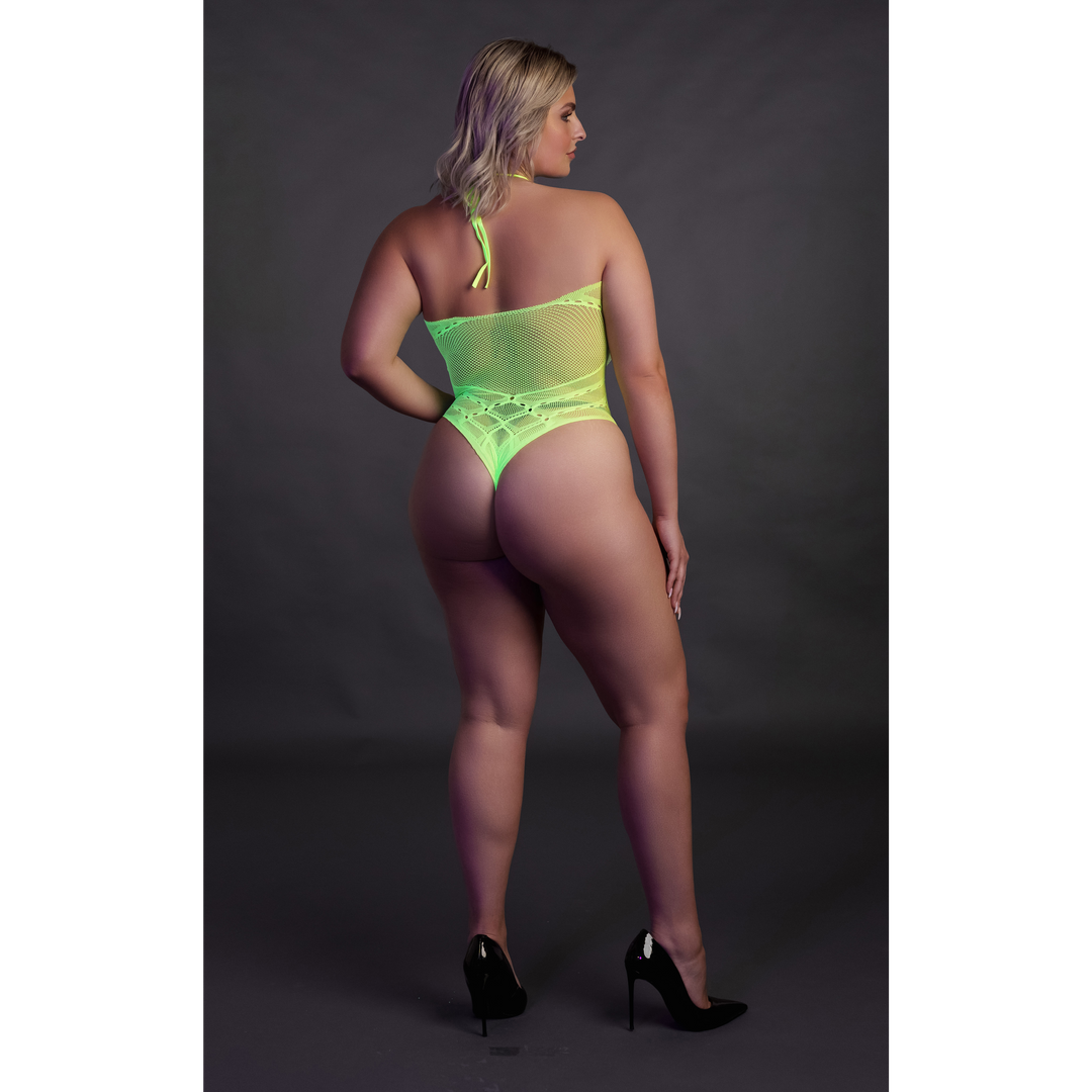 Body mit Halterneck - Plus Size - Neon Grün