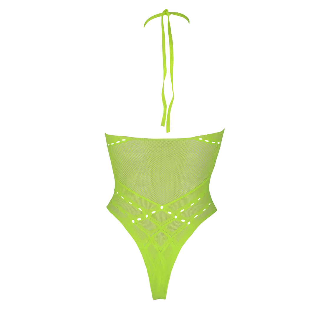 Body mit Halterneck - Plus Size - Neon Grün