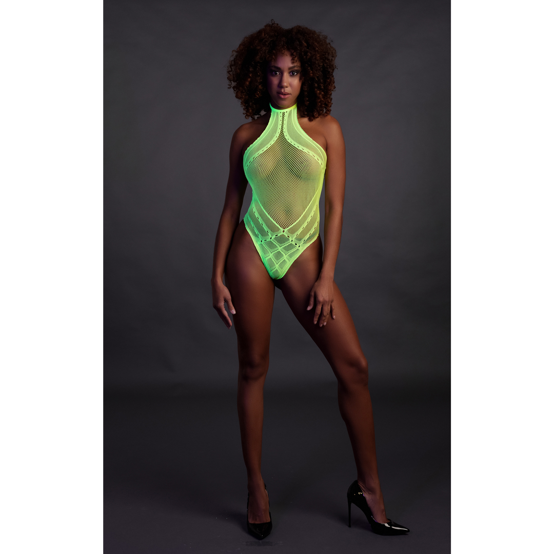 Body mit Halter Neck - Einheitsgröße - Neon Grün