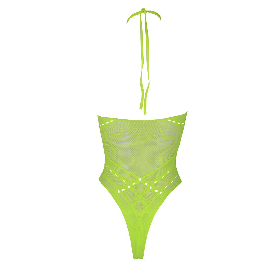 Body mit Halter Neck - Einheitsgröße - Neon Grün